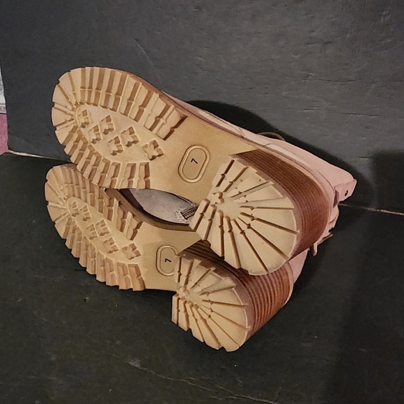 Seychelles Irresistible Lace Up / Zip Leather Combat Boots Size 7 in Sand NEW - Picture 6 of 9